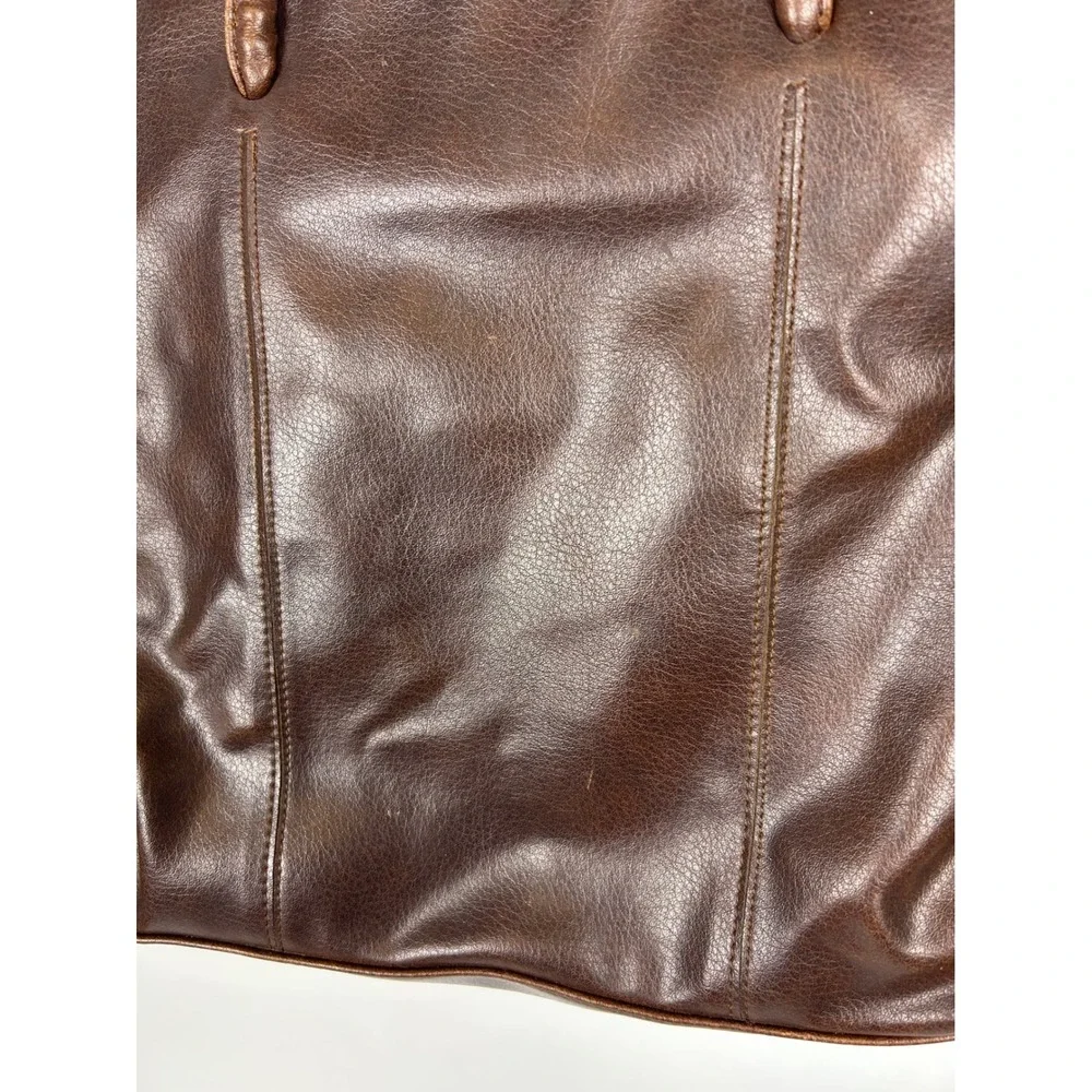 Nine West Brown Faux Leather Shoulder Bag Tote Purse 90s Y2K Neutral Fall Earthy